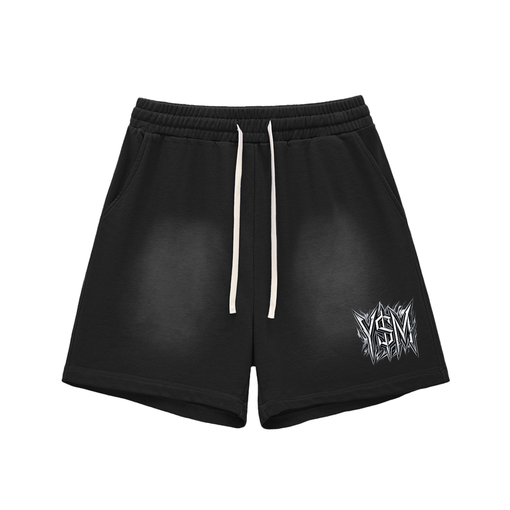 BLACK CHROME FADED SHORTS